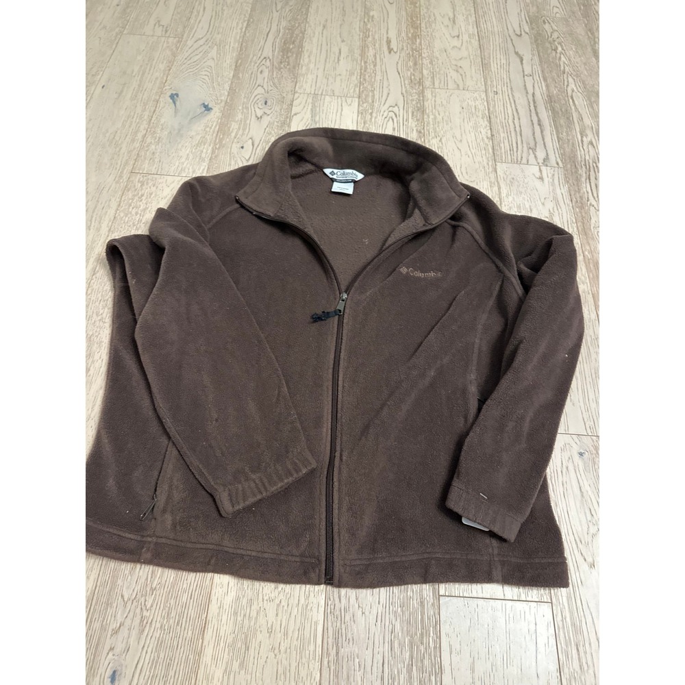 Columbia Womens 1X Brown Full Zip Fleece Jacket Benton Springs Soft Outdoor Coat